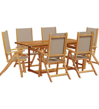 7-tlg. Garten-Essgruppe Massivholz Akazie und Textilene