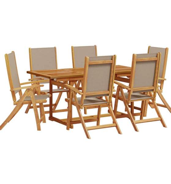 7-tlg. Garten-Essgruppe Massivholz Akazie und Textilene