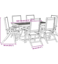 7-tlg. Garten-Essgruppe Massivholz Akazie und Textilene