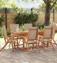 7-tlg. Garten-Essgruppe Massivholz Akazie und Textilene