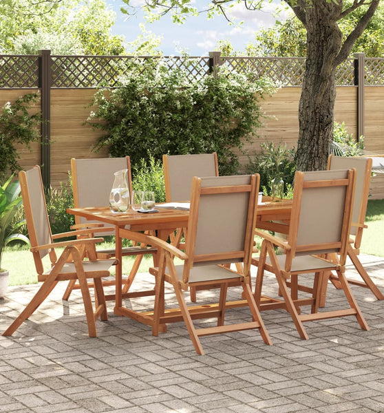 7-tlg. Garten-Essgruppe Massivholz Akazie und Textilene
