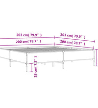 Bettgestell Sonoma-Eiche 200x200 cm Holzwerkstoff und Metall