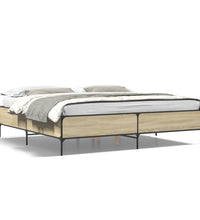 Bettgestell Sonoma-Eiche 200x200 cm Holzwerkstoff und Metall