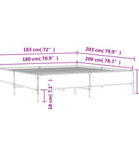 Bettgestell Sonoma-Eiche 180x200 cm Holzwerkstoff und Metall