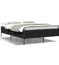 Bettgestell Schwarz 150x200 cm Holzwerkstoff und Metall