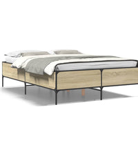 Bettgestell Sonoma-Eiche 150x200 cm Holzwerkstoff und Metall