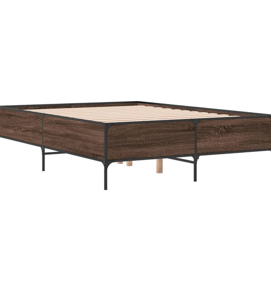 Bettgestell Braun Eichen-Optik 140x200 cm Holzwerkstoff Metall