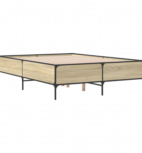 Bettgestell Sonoma-Eiche 120x200 cm Holzwerkstoff und Metall