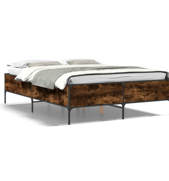 Bettgestell Räuchereiche 120x200 cm Holzwerkstoff und Metall