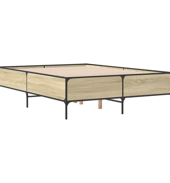 Bettgestell Sonoma-Eiche 140x190 cm Holzwerkstoff und Metall