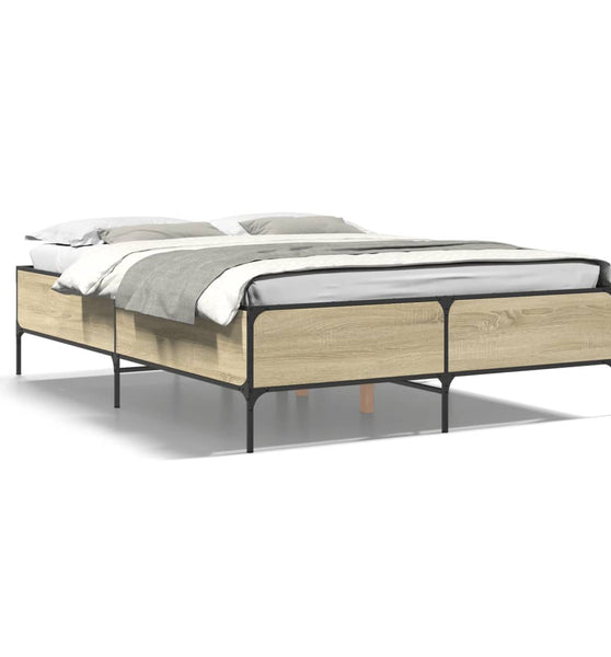 Bettgestell Sonoma-Eiche 140x190 cm Holzwerkstoff und Metall