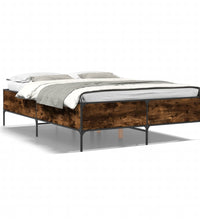 Bettgestell Räuchereiche 140x190 cm Holzwerkstoff und Metall