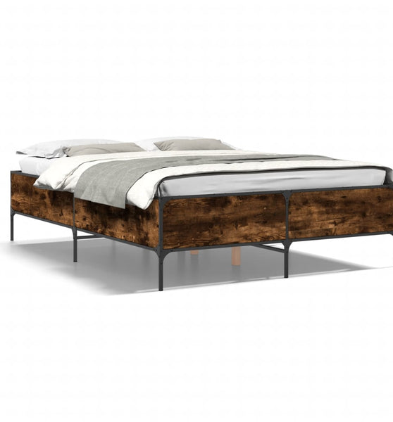 Bettgestell Räuchereiche 140x190 cm Holzwerkstoff und Metall
