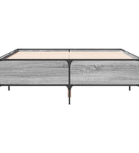 Bettgestell Grau Sonoma 140x190 cm Holzwerkstoff und Metall