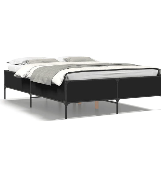 Bettgestell Schwarz 135x190 cm Holzwerkstoff und Metall
