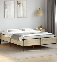 Bettgestell Sonoma-Eiche 135x190 cm Holzwerkstoff und Metall