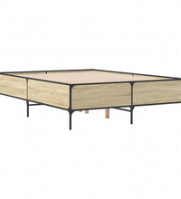 Bettgestell Sonoma-Eiche 135x190 cm Holzwerkstoff und Metall