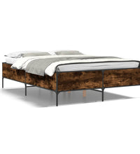 Bettgestell Räuchereiche 135x190 cm Holzwerkstoff und Metall