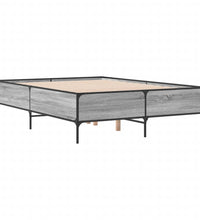 Bettgestell Grau Sonoma 135x190 cm Holzwerkstoff und Metall