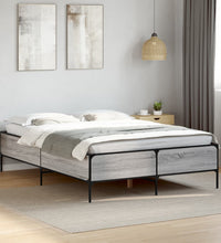 Bettgestell Grau Sonoma 135x190 cm Holzwerkstoff und Metall
