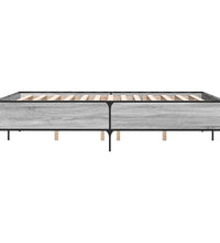 Bettgestell Grau Sonoma 135x190 cm Holzwerkstoff und Metall