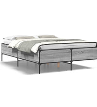 Bettgestell Grau Sonoma 135x190 cm Holzwerkstoff und Metall