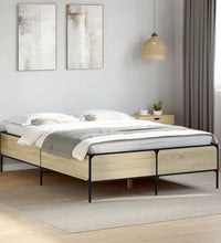 Bettgestell Sonoma-Eiche 120x190 cm Holzwerkstoff und Metall