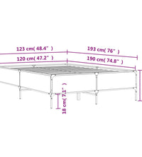 Bettgestell Sonoma-Eiche 120x190 cm Holzwerkstoff und Metall