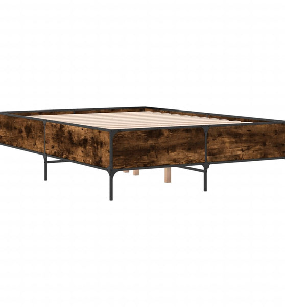 Bettgestell Räuchereiche 120x190 cm Holzwerkstoff und Metall