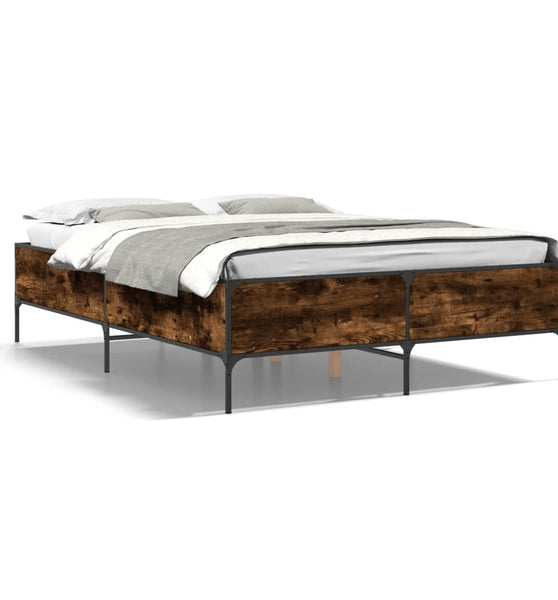 Bettgestell Räuchereiche 120x190 cm Holzwerkstoff und Metall