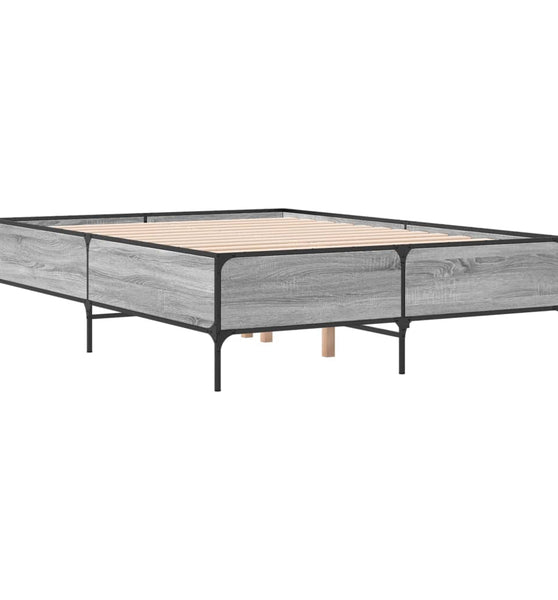 Bettgestell Grau Sonoma 120x190 cm Holzwerkstoff und Metall