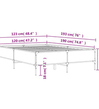 Bettgestell Grau Sonoma 120x190 cm Holzwerkstoff und Metall