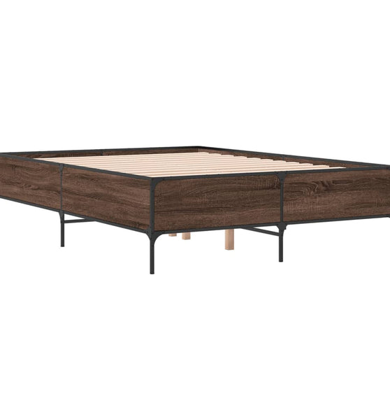Bettgestell Braun Eichen-Optik 120x190 cm Holzwerkstoff Metall