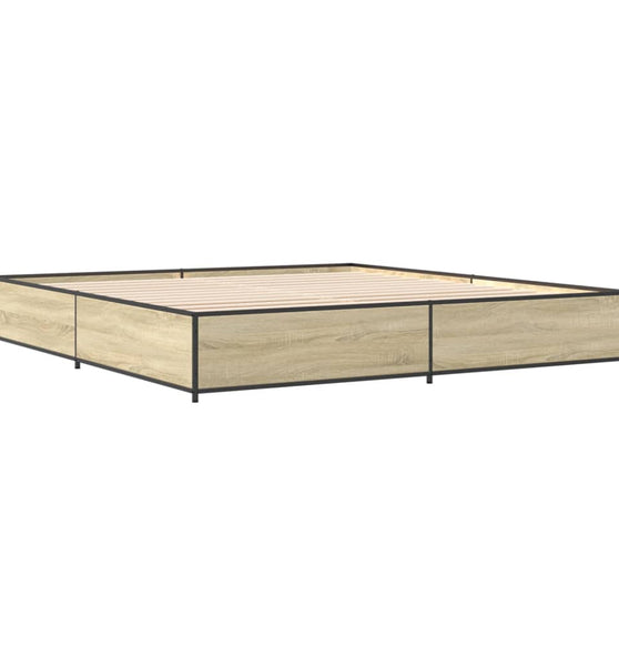Bettgestell Sonoma-Eiche 200x200 cm Holzwerkstoff und Metall