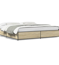 Bettgestell Sonoma-Eiche 200x200 cm Holzwerkstoff und Metall