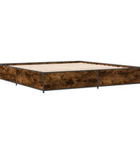 Bettgestell Räuchereiche 200x200 cm Holzwerkstoff und Metall