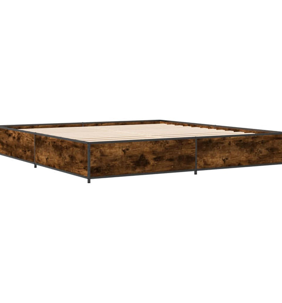 Bettgestell Räuchereiche 200x200 cm Holzwerkstoff und Metall
