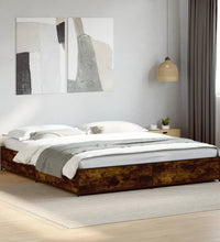Bettgestell Räuchereiche 200x200 cm Holzwerkstoff und Metall