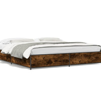 Bettgestell Räuchereiche 200x200 cm Holzwerkstoff und Metall