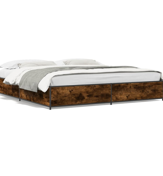 Bettgestell Räuchereiche 200x200 cm Holzwerkstoff und Metall