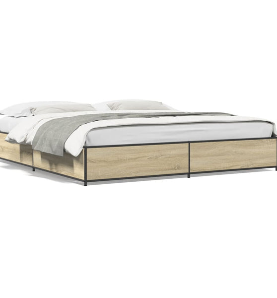 Bettgestell Sonoma-Eiche 180x200 cm Holzwerkstoff und Metall