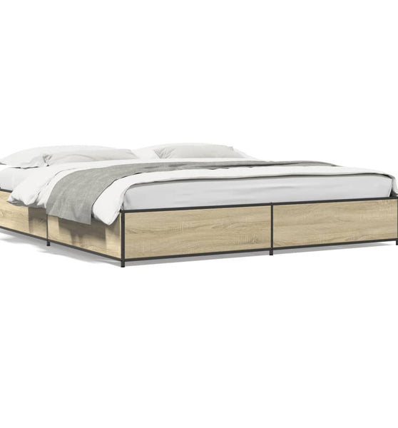 Bettgestell Sonoma-Eiche 160x200 cm Holzwerkstoff und Metall