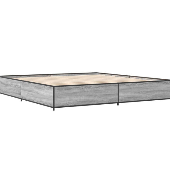 Bettgestell Grau Sonoma 160x200 cm Holzwerkstoff und Metall