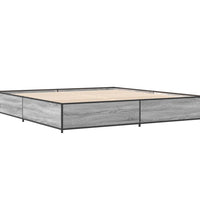 Bettgestell Grau Sonoma 160x200 cm Holzwerkstoff und Metall