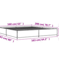 Bettgestell Grau Sonoma 160x200 cm Holzwerkstoff und Metall