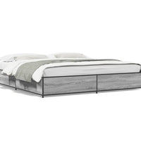 Bettgestell Grau Sonoma 160x200 cm Holzwerkstoff und Metall