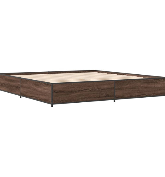 Bettgestell Braun Eichen-Optik 160x200 cm Holzwerkstoff Metall