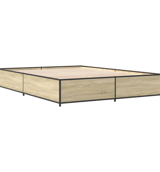 Bettgestell Sonoma-Eiche 150x200 cm Holzwerkstoff und Metall