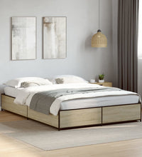 Bettgestell Sonoma-Eiche 150x200 cm Holzwerkstoff und Metall