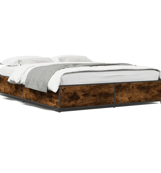 Bettgestell Räuchereiche 150x200 cm Holzwerkstoff und Metall
